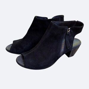 Munro NAKITA Leather Suede Boot Bootie Size 7.5M Black Heel Open Retail $220 EUC